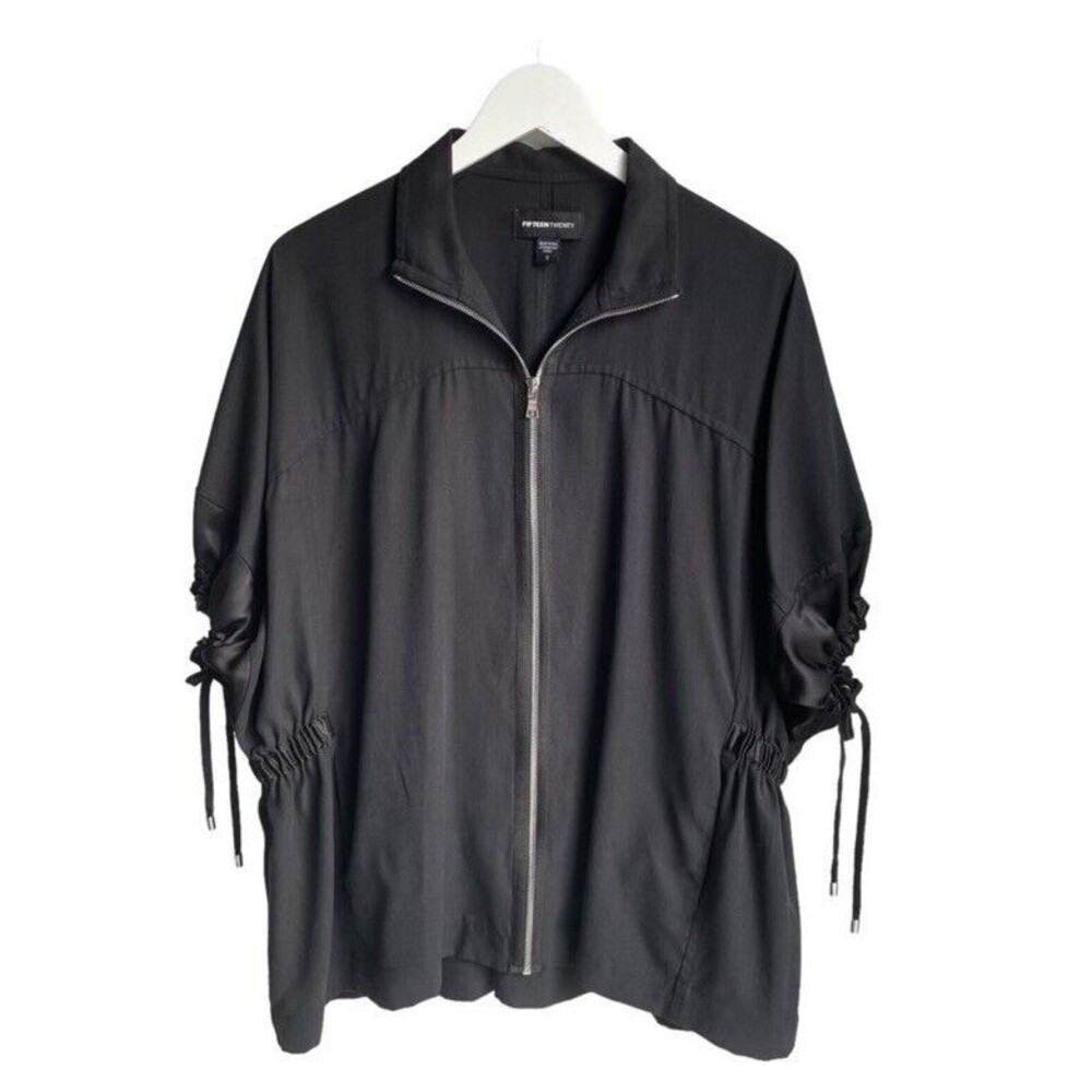 FIFTEEN TWENTY Jacket Black Silk Blend Loose Fit Zip Oversized Small Shacket